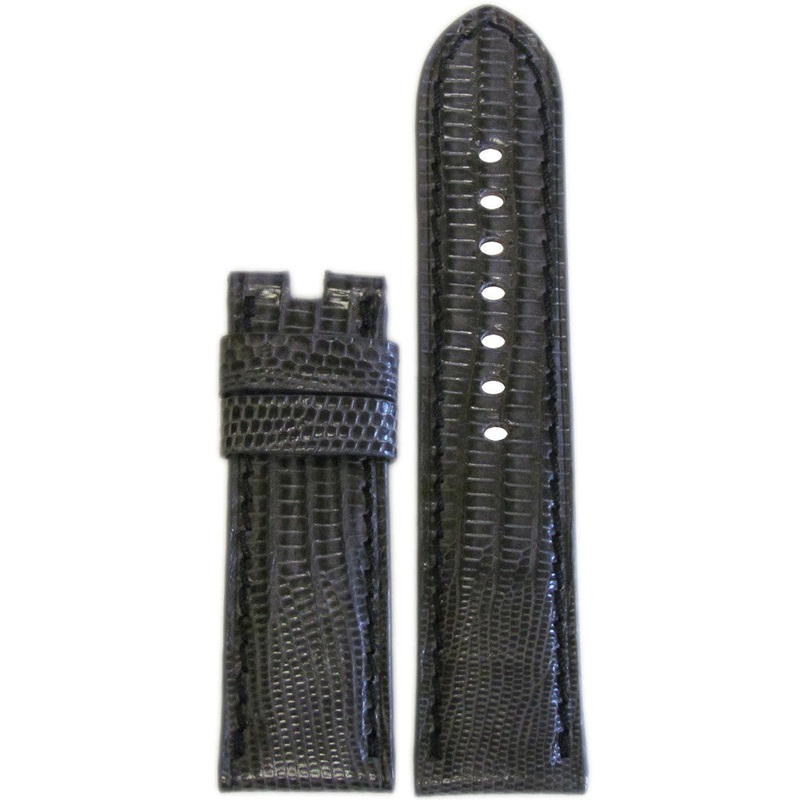 Genuine Teju Lizard Watch Band | Stone | Black Stitch | For Panerai Deploy