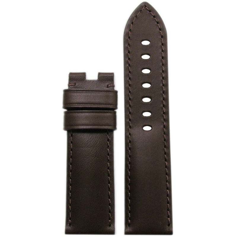Italian Leather Watch Band | Brown | Match Stitch | for Panerai Deploy