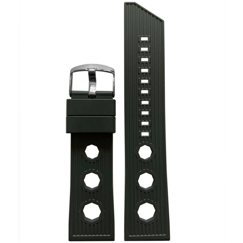 NBR Italian Rubber Watch Band | Bonetto 321 | Carbon | Hex Rally