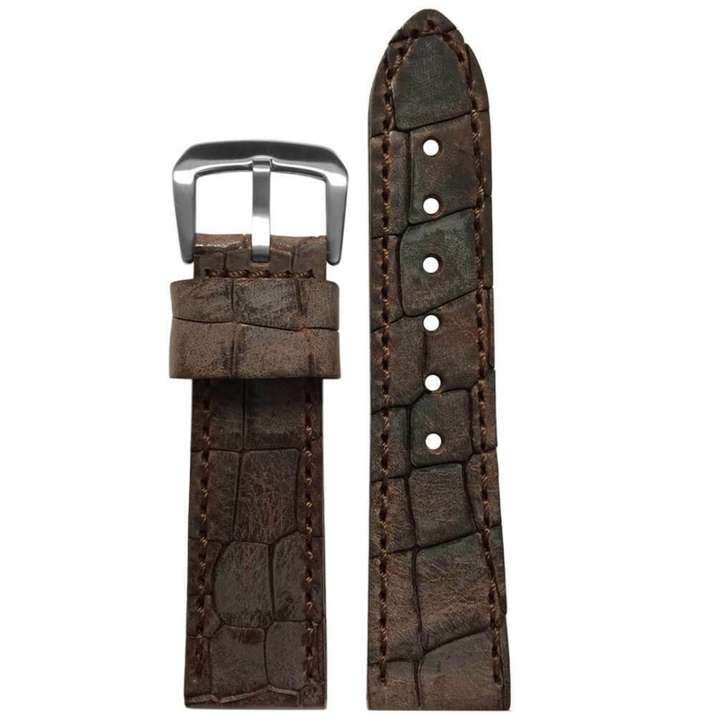 Oiled Vintage Leather “Gator” Watch Band | Brown | Hadley Roma MS916