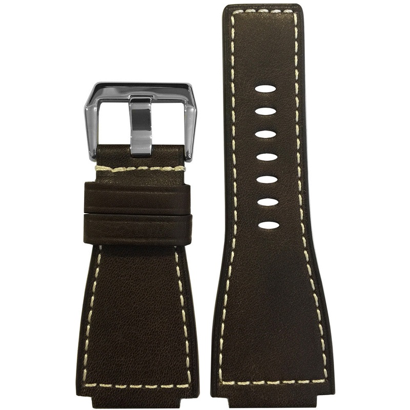 Tanned Leather Watch Band | Mocha | White Stitch | For Bell & Ross