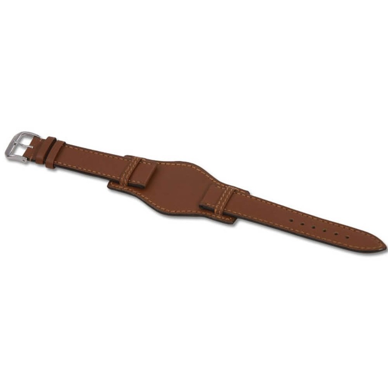 Tanned Leather Watch Band | Tula | Aviator Style | Leather Case Back Protector | Cognac