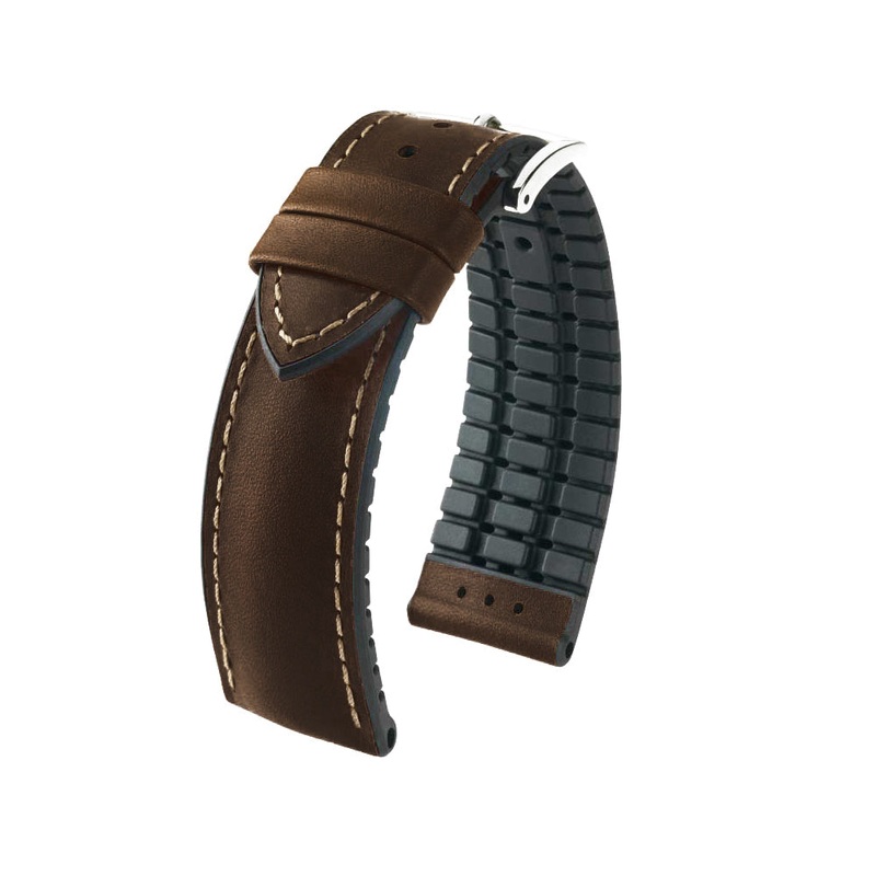 Vegetable Tanned Italian Calfskin Watch Strap | James | Brown | Premium Caoutchouc Lining | Hirsch Performance Series