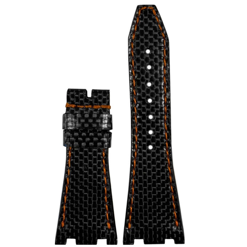 Carbon Watch Band | Black | Orange Stitch | for 42MM AP Royal Oak Offshore (Pin Buckle)