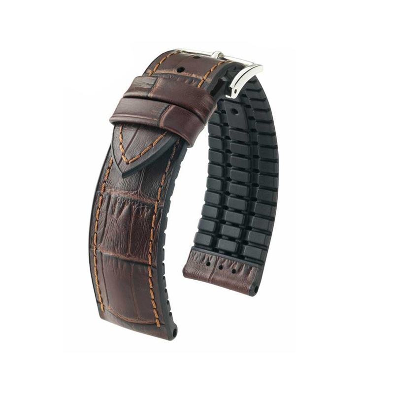 Embossed Italian Calfskin Watch Strap | Paul | Brown | Premium Caoutchouc Lining | Hirsch Performance Series