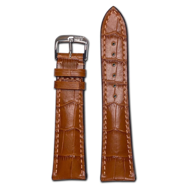 Embossed Leather Alligator Print Watch Band | Louisiana | Cognac