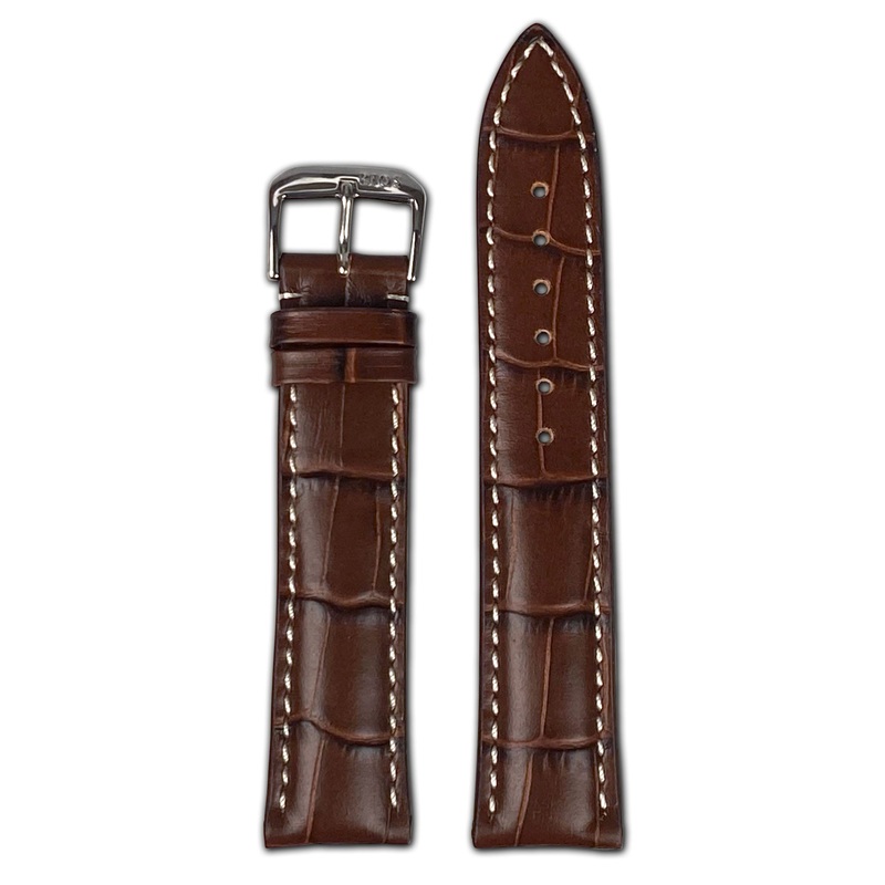 Embossed Leather Alligator Print Watch Band | New Orleans | Mahogany