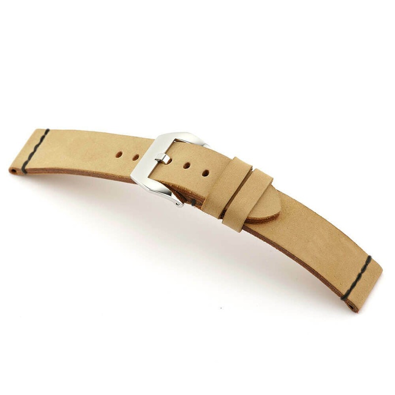 Genuine Vintage Leather Watch Band | Birmingham | Honey | Black Minimal Stitch