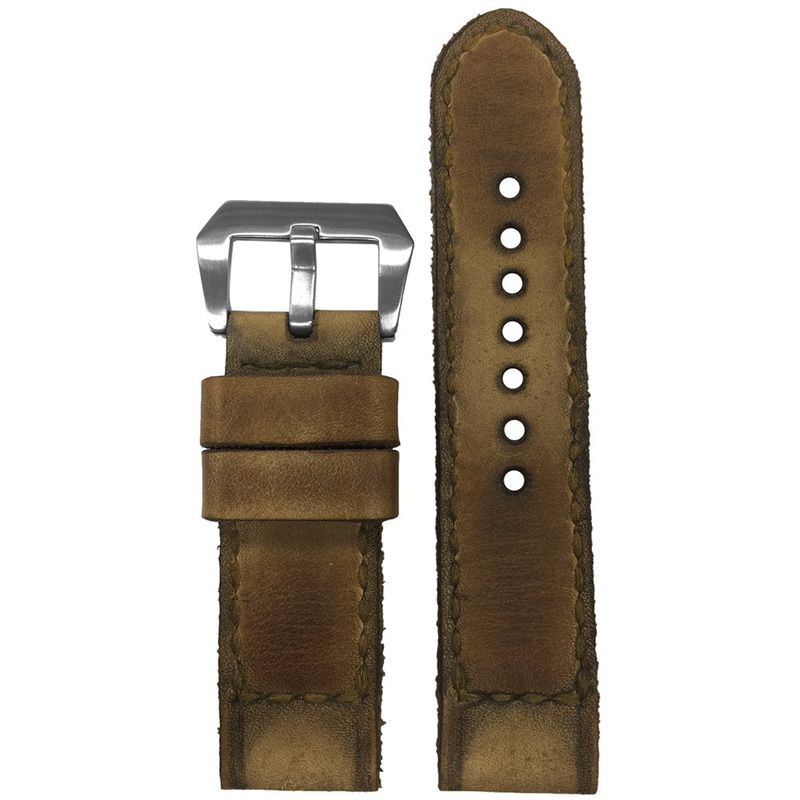 Genuine Vintage Leather Watch Band | Caitlin | Dark Tan | Handmade