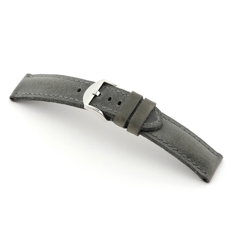 Genuine Vintage Leather Watch Band | Derby | Padded | Stone Grey
