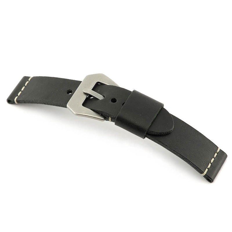 Genuine Vintage Leather Watch Band | Winchester | Black | Minimal Stitch