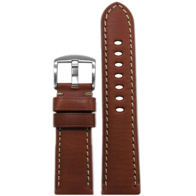 HZ Soft Calf Leather Watch Band | Padded | Rou | White Stitch