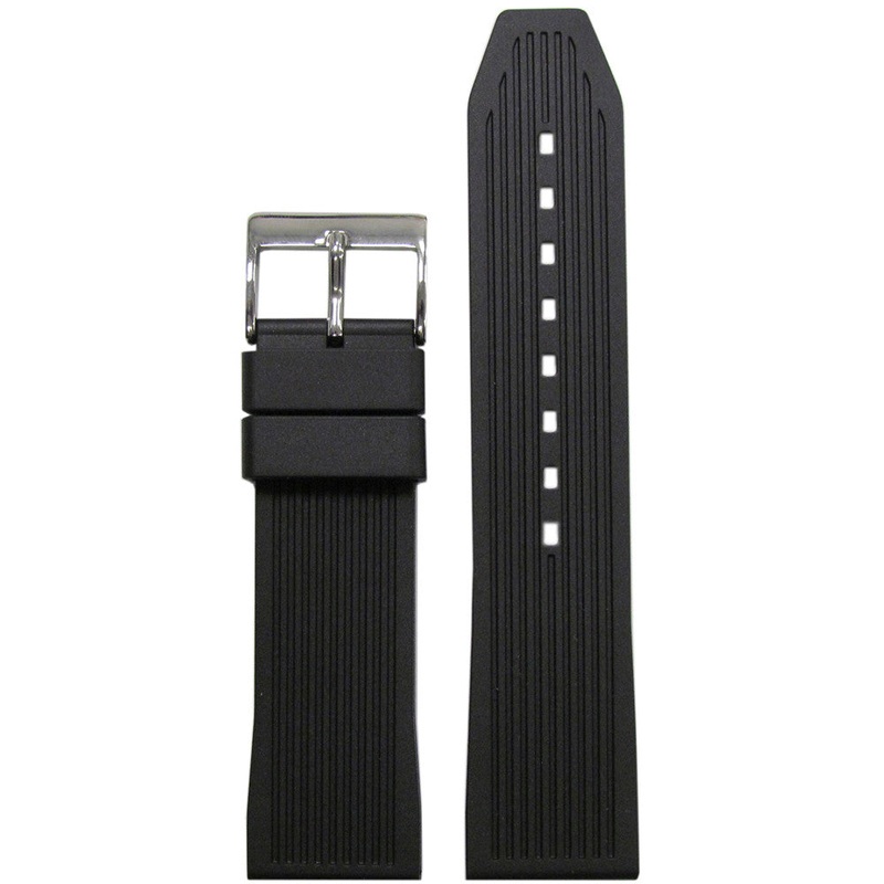 NBR Italian Rubber Watch Band | Black | Striped Diver | Bonetto 315