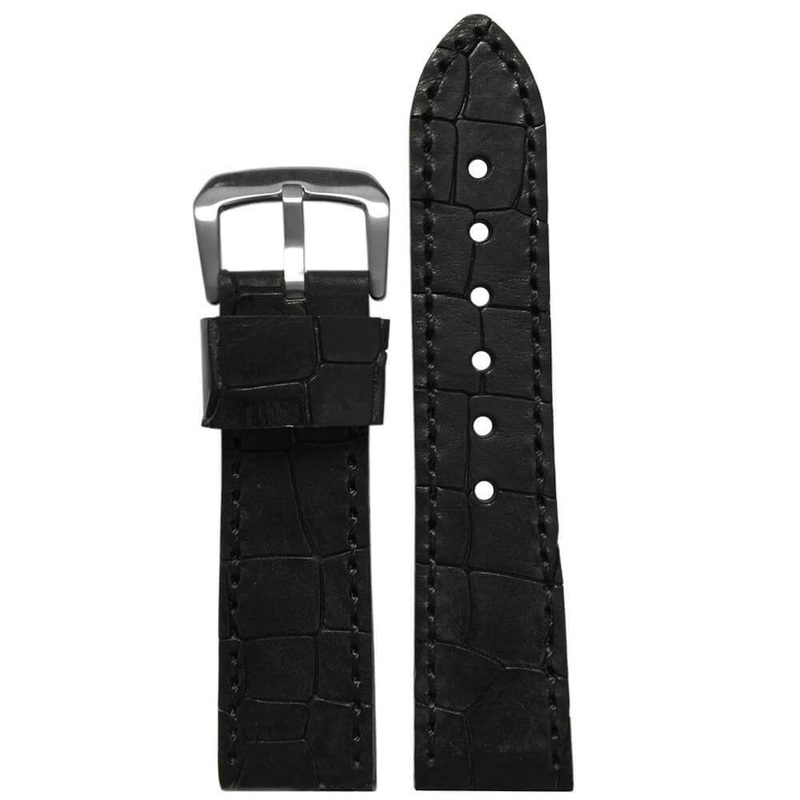 Oiled Vintage Leather “Gator” Watch Band | Black | Hadley Roma MS916