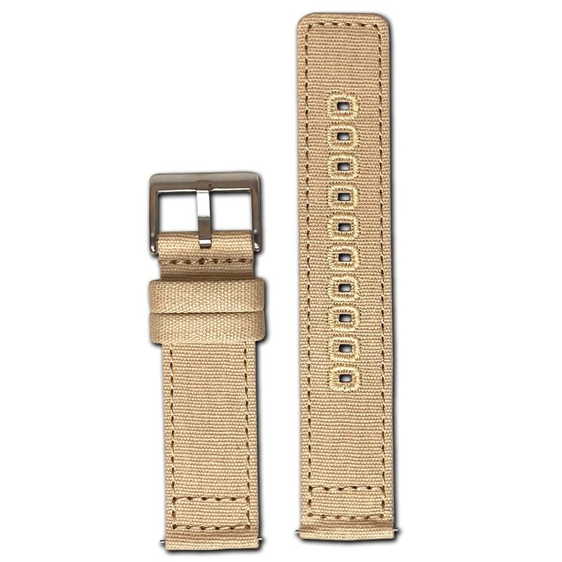 Quick Release Watch Band | Canvas | Two-Piece | Khaki | Match Stitch