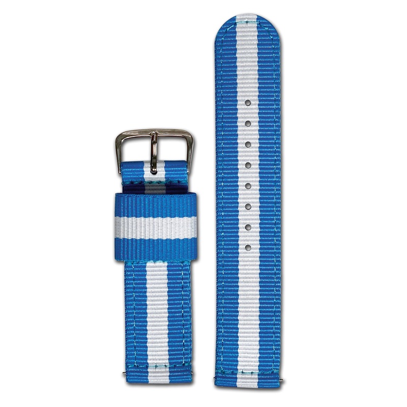 Quick Release Watch Band | Nylon | Two-Piece | Light Blue & White Striped