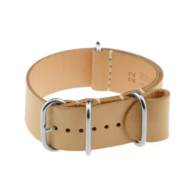 Vintage Leather Watch Band | Amsterdam | One-Piece | 4 Polished Rings | Honey