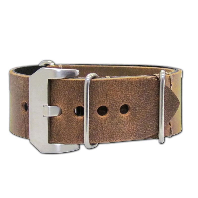 Vintage Leather Watch Band | Panerai Style | One-Piece | Distressed Brown (Loco Horse)