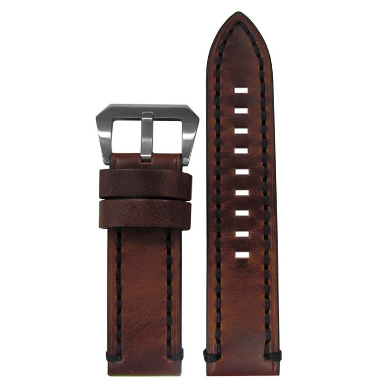 Vintage Tobacco Leather Watch Band | Black Stitch