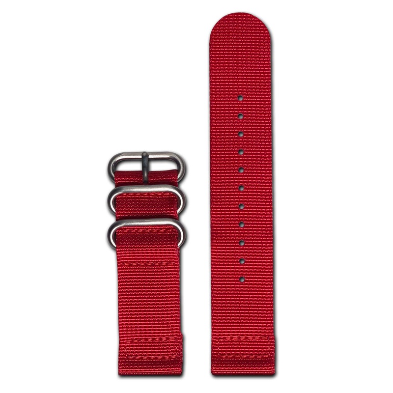 Ballistic Nylon Watch Band | Two-Piece | Red | Brushed Hardware