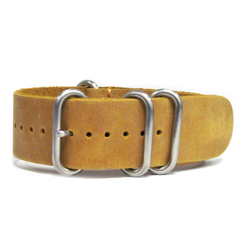 Classic Vintage Leather Watch Band | 4-Ring Brushed | One-Piece | Sand (Distressed)