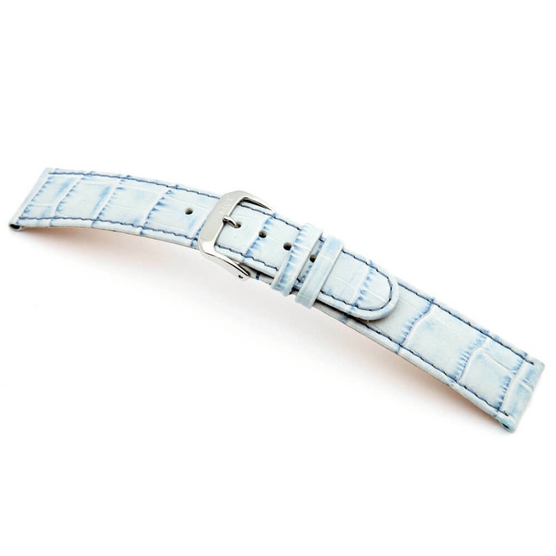Embossed Leather Alligator Print Watch Band | Argentina | Ice Blue