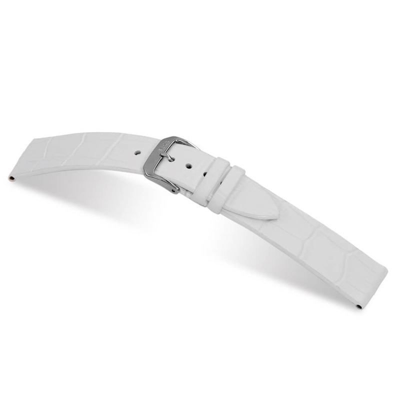 Embossed Leather Alligator Print Watch Band |  Miami | White