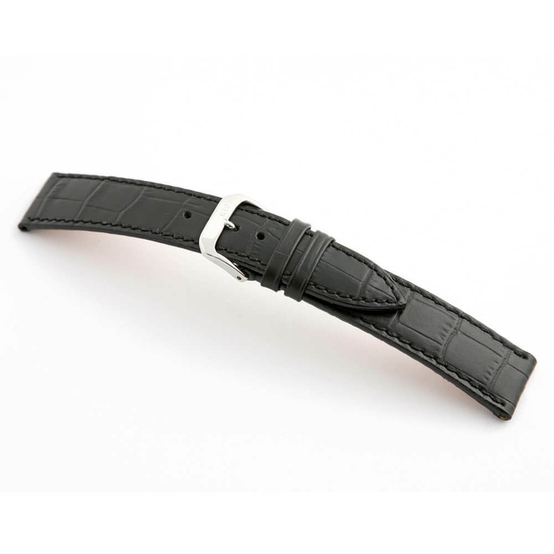Embossed Leather Alligator Print Watch Band | Orlando | Black