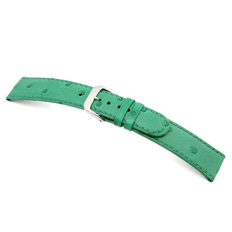 Embossed Leather Ostrich Print Watch Band | Durban | Apple Green