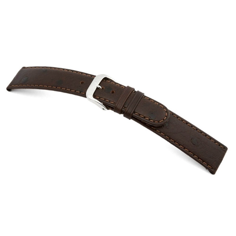 Embossed Leather Ostrich Print Watch Band | Durban | Mocha