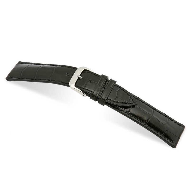 Genuine Alligator Watch Band | Windsor | Glossy Finish | Full Cut | Black