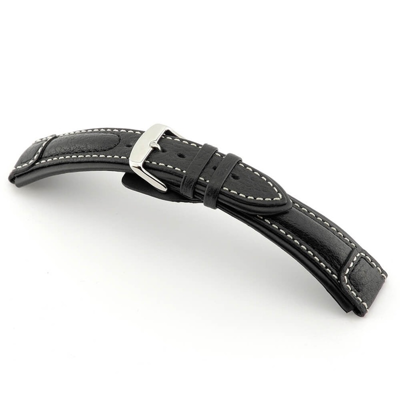 Genuine Buffalo Leather Watch Band | Performance | Aviator Style | Black