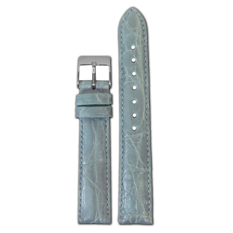 Genuine Crocodile Watch Band | Quick Release | Pearl Blue | for Michele