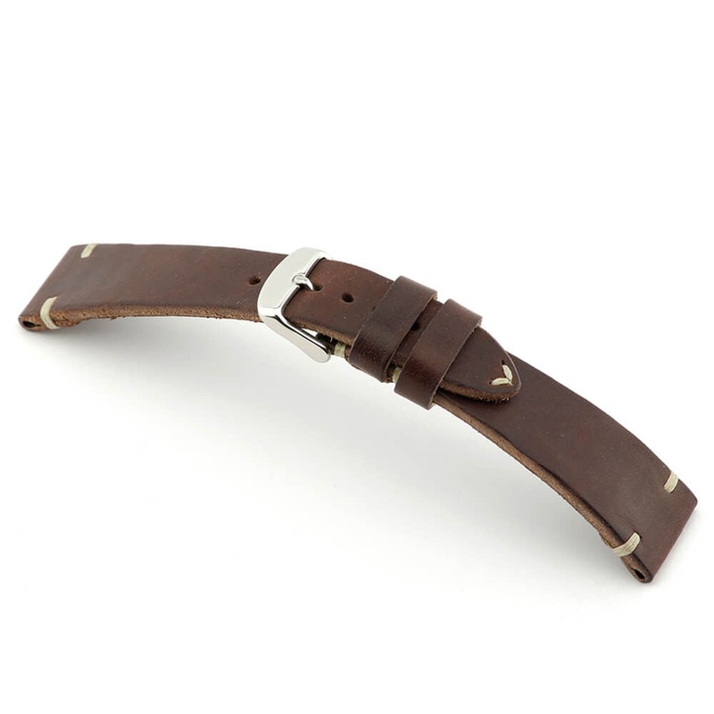 Genuine Leather Watch Band | Watts | Mahogany | Minimal Stitch