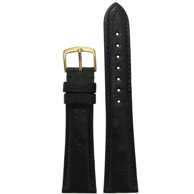 Genuine Ostrich Watch Band | Handmade | Black | Hadley Roma MS2003