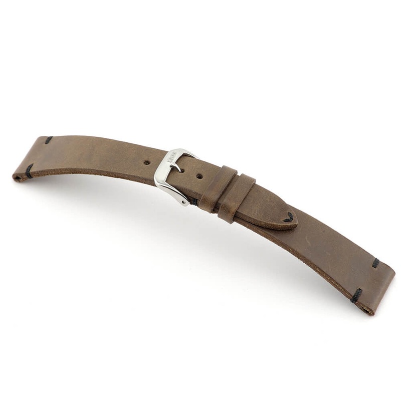 Genuine Vintage Leather Watch Band | Walker | Mocha | Minimal Stitch