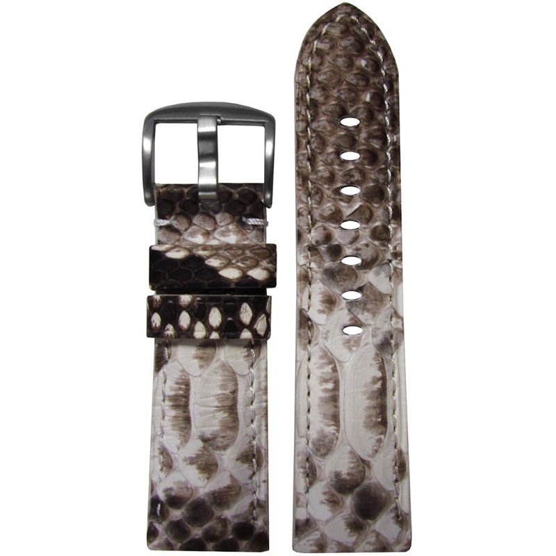 Java Rock Python Skin Watch Band | Padded | White | Match Stitch