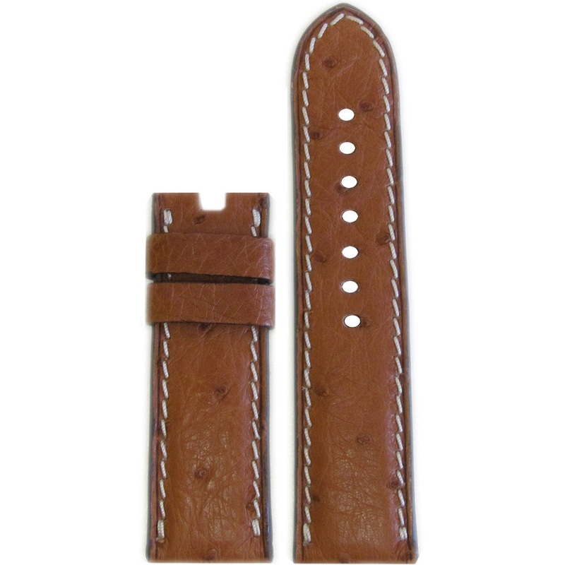 “Le Jardin” Genuine Ostrich Watch Band | Natural | White Stitch | For Panerai Deploy