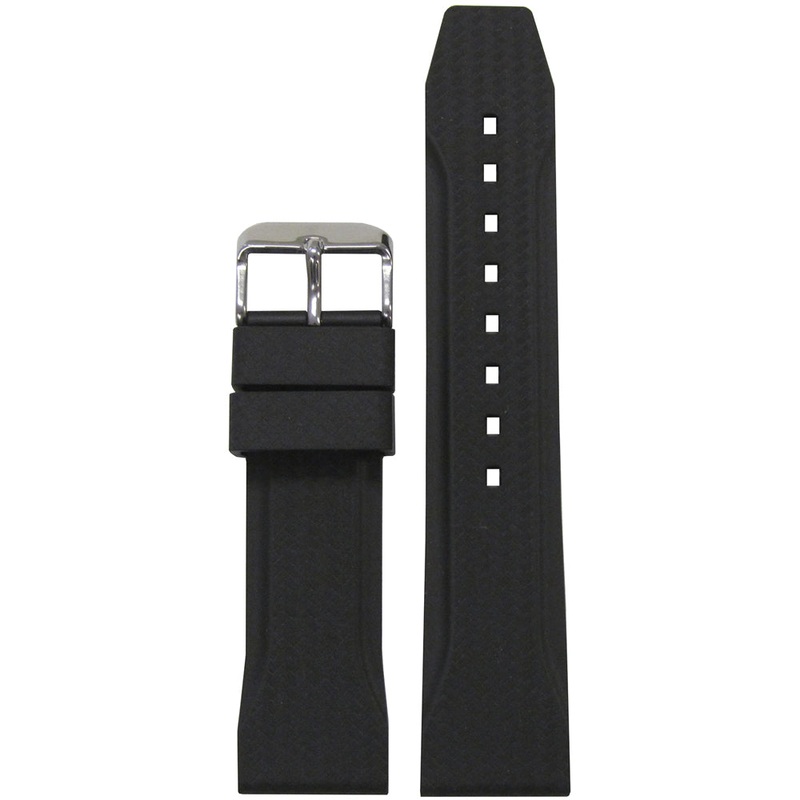 NBR Italian Rubber Watch Band | Bonetto 324 | Carbon Etching | Black