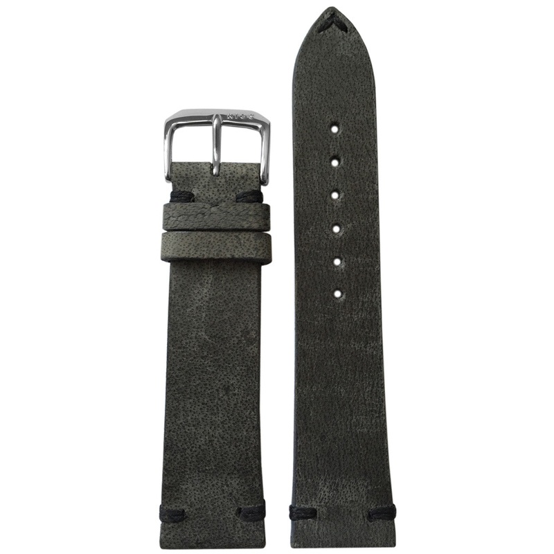 Vintage Leather Watch Band | Charcoal | Black Minimal Hand Stitch