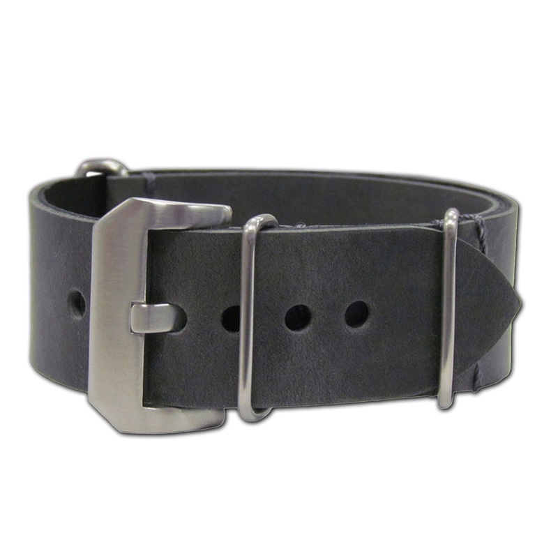 Vintage Leather Watch Band | Panerai Style | One-Piece | Charcoal (Loco Horse)