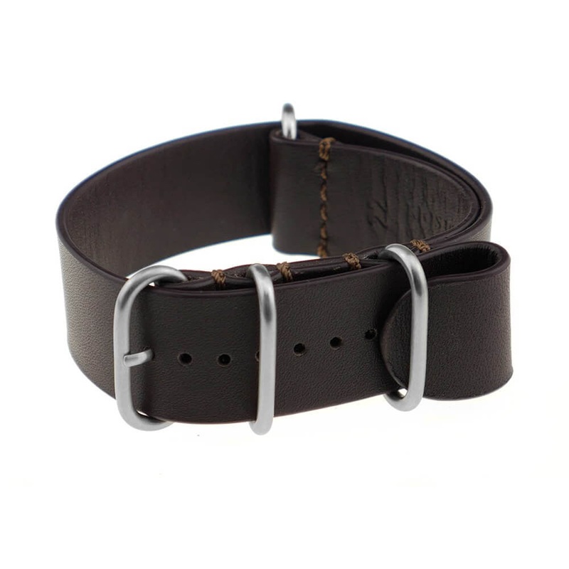 Calfskin Watch Band | Lisbon | One-Piece | 4 Brushed Rings | Mocha