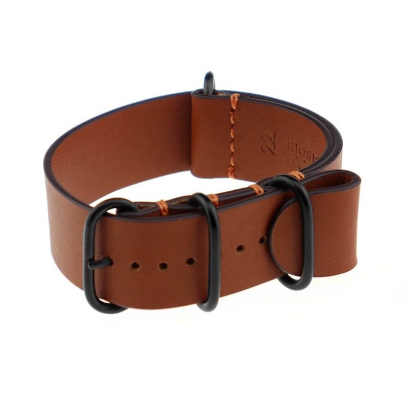 Calfskin Watch Band | Madrid | One-Piece | 4 PVD Rings | Cognac