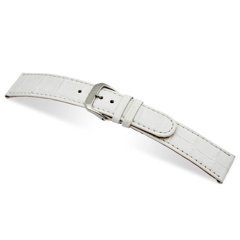 Embossed Leather Alligator Print Watch Band | Argentina | White