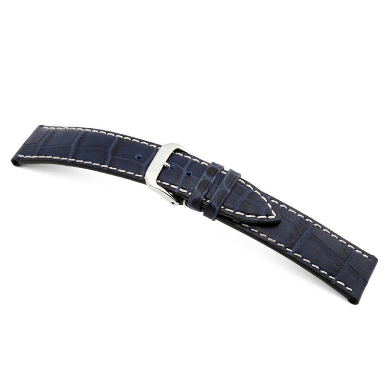Embossed Leather Alligator Print Watch Band | Panama | Navy