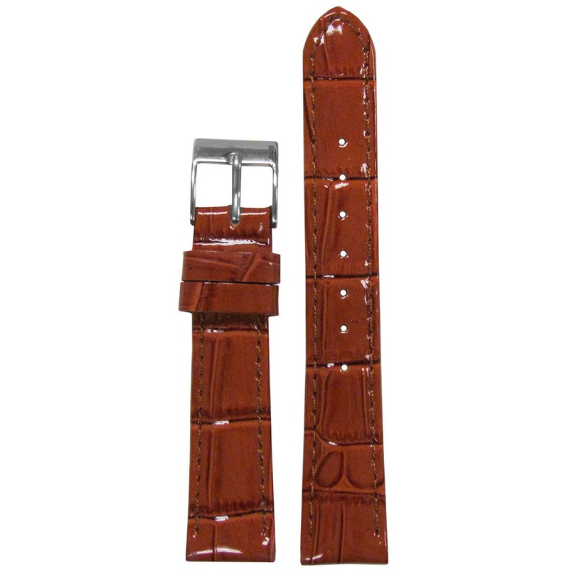 Embossed Leather Gator Watch Band | Quick Release | Chestnut | for Michele