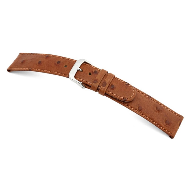 Embossed Leather Ostrich Print Watch Band | Durban | Cognac