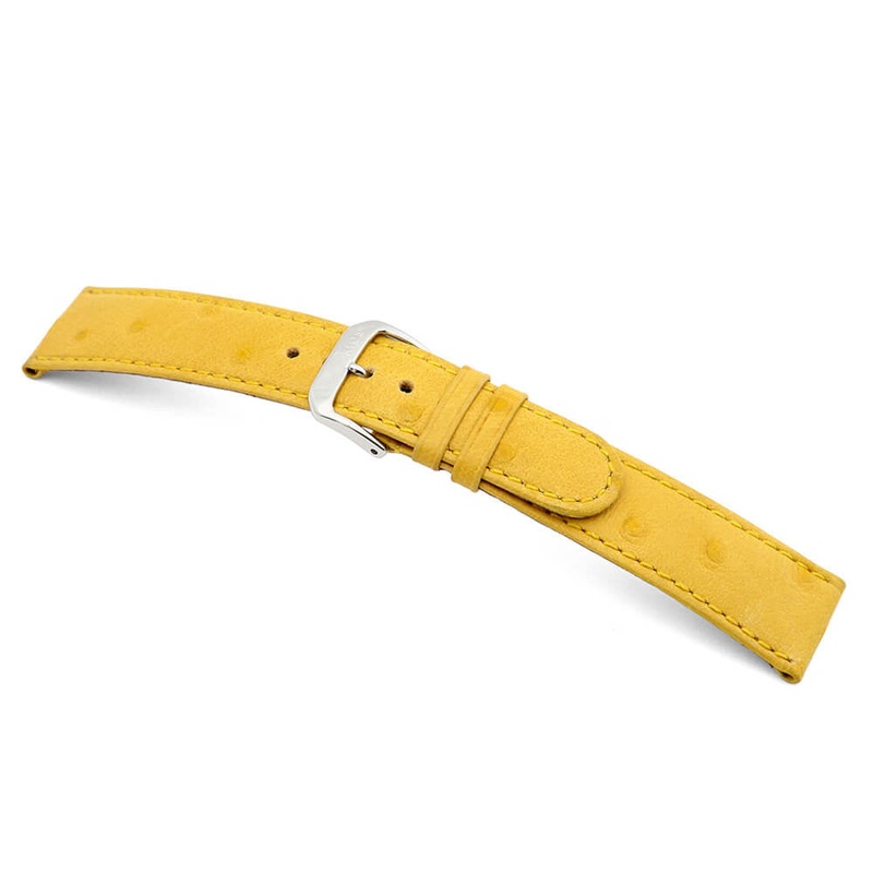 Embossed Leather Ostrich Print Watch Band | Durban | Yellow