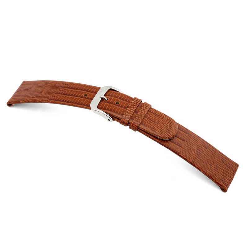 Embossed Leather Teju-Lizard Print Watch Band | Bolivia | Cognac
