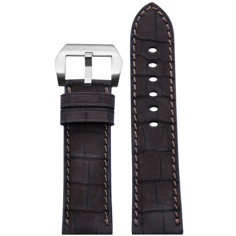 Genuine Nubuk Alligator Watch Band | Padded | Mocha | For Panerai
